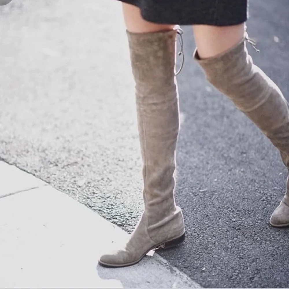 Stuart Weitzman‎ Lowland Suede Over-the-Knee Boots in Taupe Size 7.5